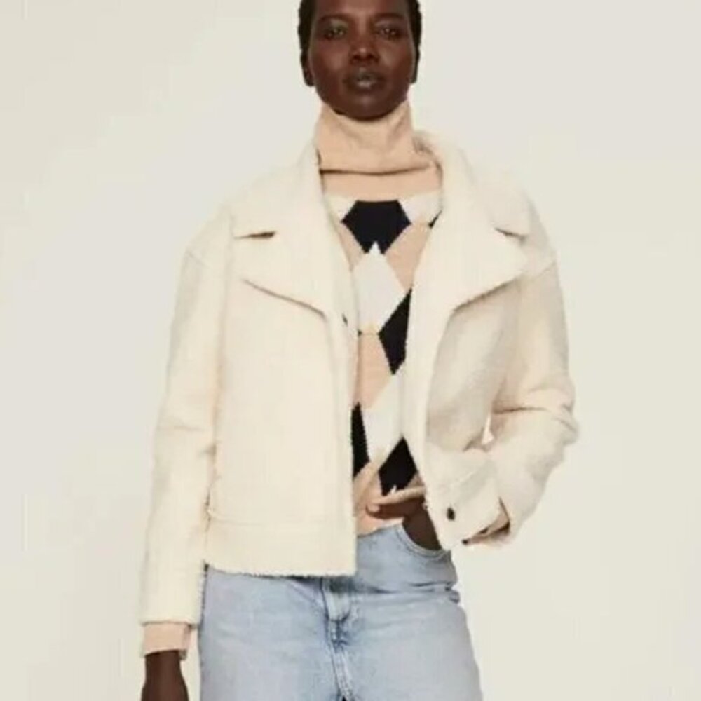 Marine Layer Quebec Sherpa Jacket In Antique White
